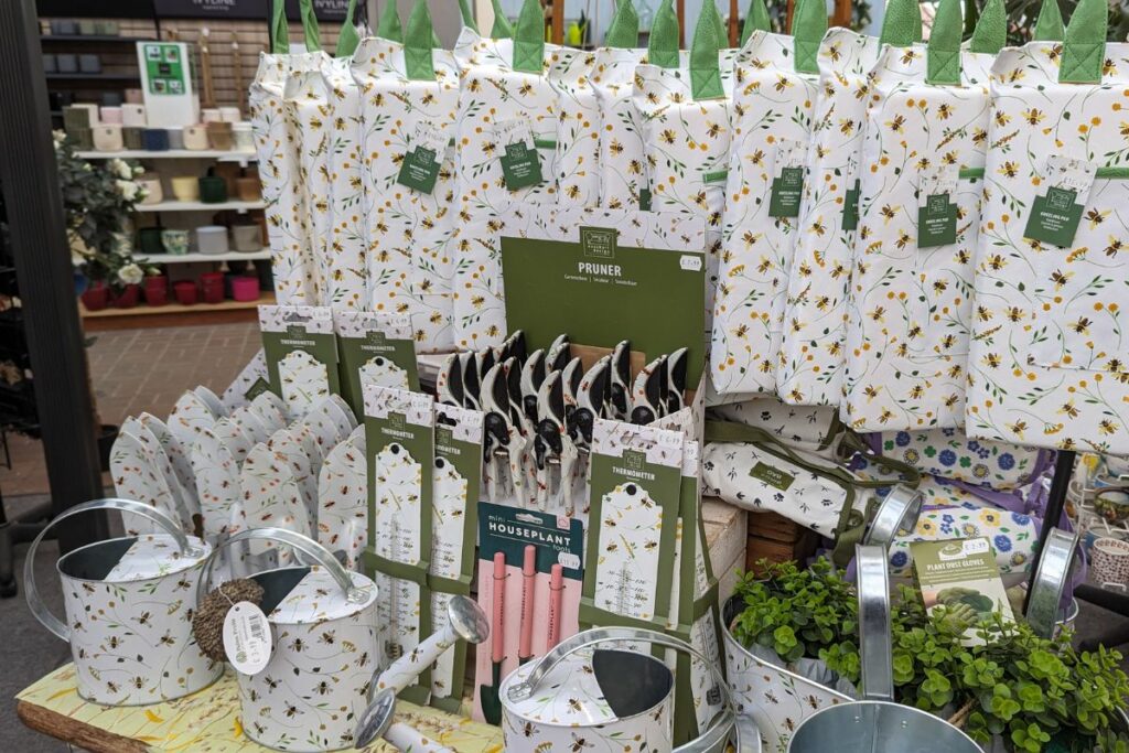 Bee themed home and garden items at Hilltop Garden Centre in Weeley
