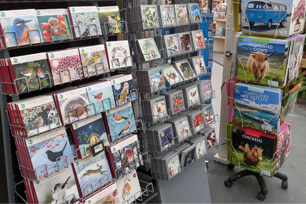 Christmas cards and calendars at Hilltop Garden Centre Essex