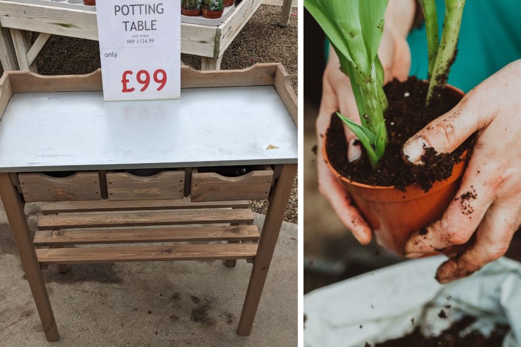 Potting table at Hilltop Garden Centre Clacton